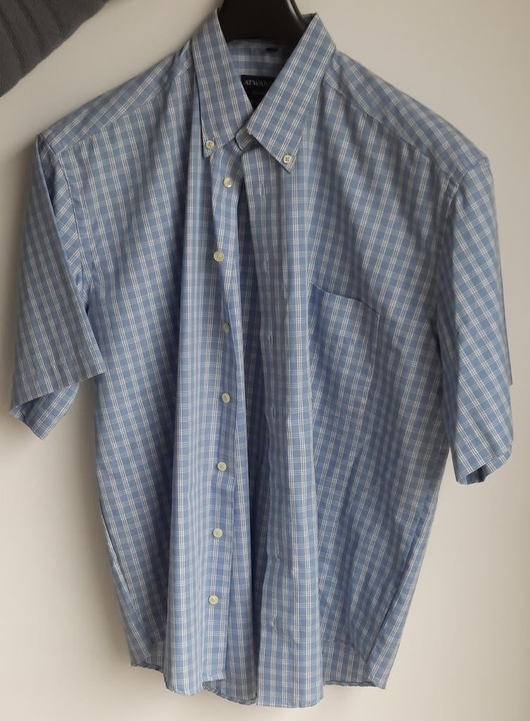 Atwardson overhemd korte mouw maat 43 - nette staat, Kleding | Heren, Ophalen of Verzenden, Zo goed als nieuw, Blauw, Atwardson