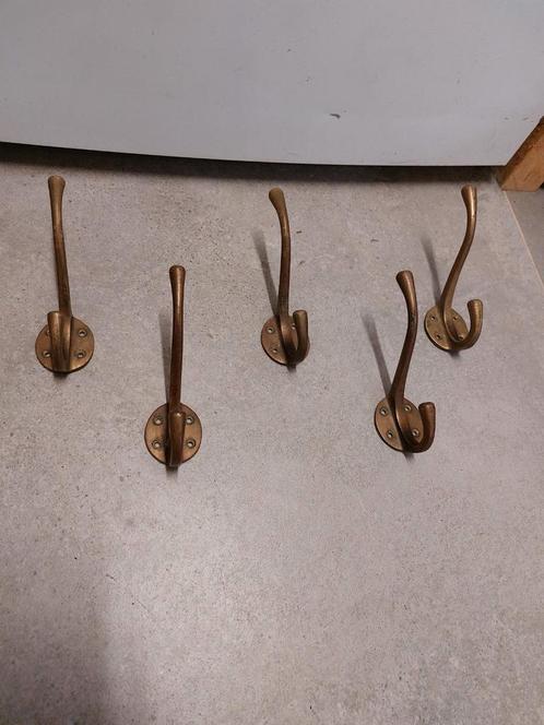 Art deco 1930 ? bronzen messing kapstok haken  5x, Antiek en Kunst, Antiek | Koper en Brons, Ophalen of Verzenden