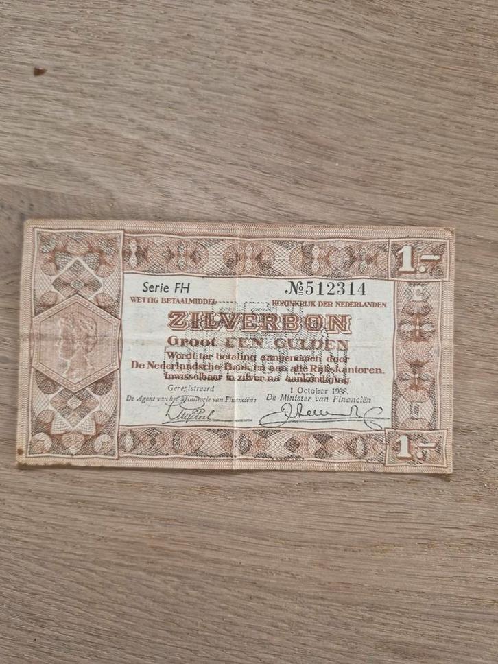 Zilverbon 1 Gulden 1938, Postzegels en Munten, Bankbiljetten | Nederland, Ophalen of Verzenden