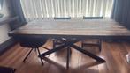 Eettafel mango hout zwart industrieel onderstel 180x90 cm, Ophalen, Gebruikt, 50 tot 100 cm, Vijf personen of meer