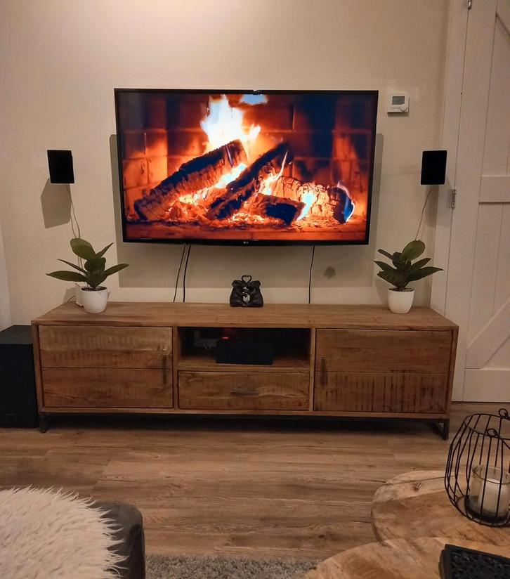 Mangohouten tv dressoir Elba, Huis en Inrichting, Kasten | Televisiemeubels, Zo goed als nieuw, Minder dan 100 cm, 25 tot 50 cm