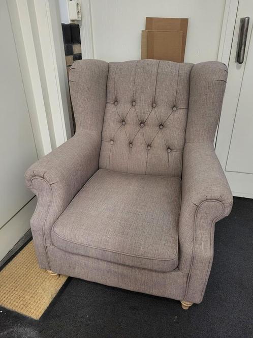 Degelijke grijsbruine fauteuil, Huis en Inrichting, Fauteuils, Gebruikt, Ophalen