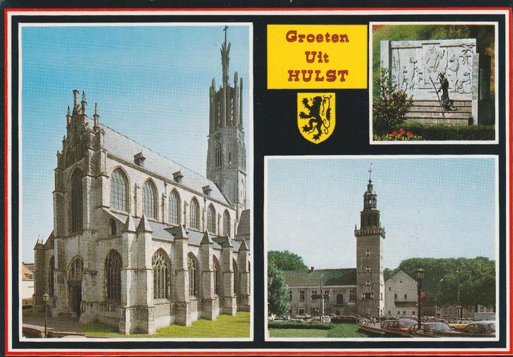 HULST Basiliek Monument Stadhuis Groeten, Verzamelen, Ansichtkaarten | Nederland, Ongelopen, Zeeland, 1980 tot heden, Verzenden