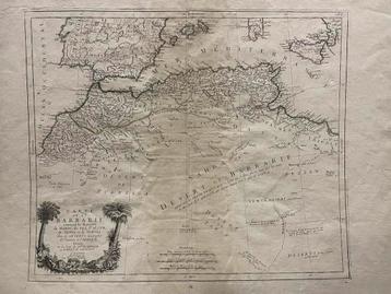 Antieke Topografische kaart van Marokko (Noord-Afrika) 1775 beschikbaar voor biedingen