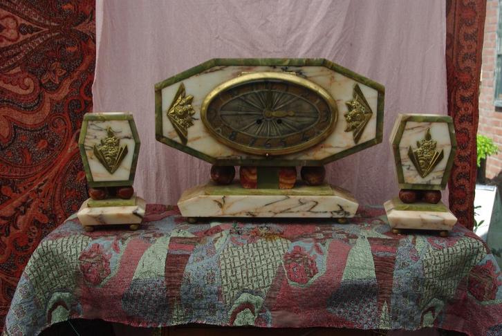 Marmeren klokstel, Antiek en Kunst, Antiek | Klokken, Ophalen of Verzenden