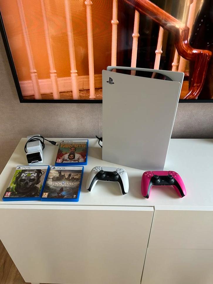 Playstation 5 Disc Edition + extra’s, Spelcomputers en Games, Spelcomputers | Sony PlayStation 5, Zo goed als nieuw, Playstation 5