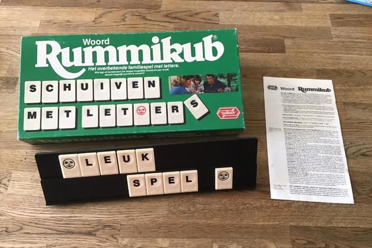 Woord Rummikub met grote stenen - Goliath 404, Hobby en Vrije tijd, Gezelschapsspellen | Bordspellen, Gebruikt, Een of twee spelers