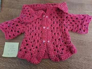NIEUW gehaakt roze hexagon vestje maat 68/74 beschikbaar voor biedingen
