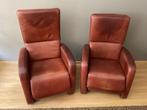 2 cognac leren fauteuils, Huis en Inrichting, Fauteuils, Gebruikt, Minder dan 75 cm, Leer, Ophalen of Verzenden
