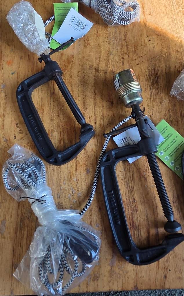 3 industriële clamp (klem) lamp, nieuw, Ophalen of Verzenden, Nieuw, Minder dan 50 cm