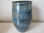 Grote Vintage Klaas Fenne de Leeuwe vaas groen blauw glazuur, Ophalen of Verzenden