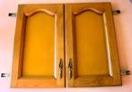 brocante vitrine keukenkastdeuren met glas massief eikenhout, Ophalen, Minder dan 50 cm, Overige kleuren, Zo goed als nieuw
