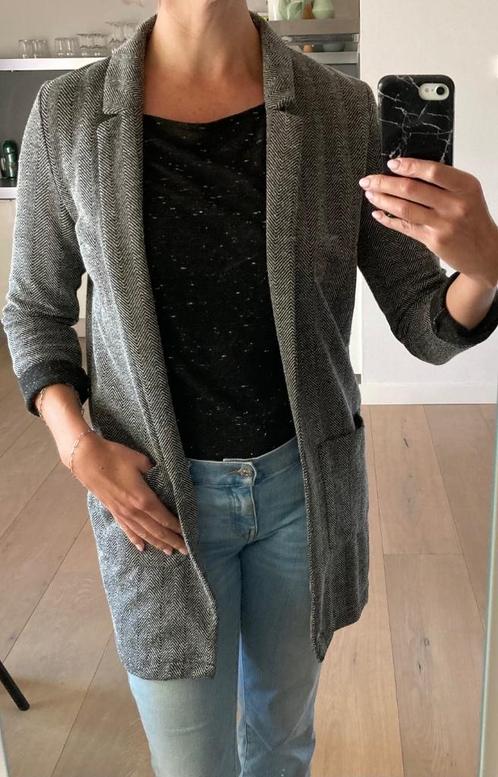 Oversized visgraat blazer van H&M, Kleding | Dames, Jasjes, Kostuums en Pakken, Zo goed als nieuw, Jasje, Maat 36 (S), Grijs, Ophalen of Verzenden