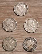 5 Zilveren halve guldens: 1848, 1864, 1868, 1929, Postzegels en Munten, Munten | Nederland, ½ gulden, Zilver, Ophalen of Verzenden