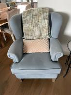 2x fauteuil kleur ijsblauw, Huis en Inrichting, Fauteuils, Ophalen, Gebruikt, 75 tot 100 cm, Klassiek oorfauteuil