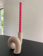 Sierlijke gedraaide kandelaar van ruw keramiek, Overige materialen, Crème, Nieuw, Ophalen of Verzenden