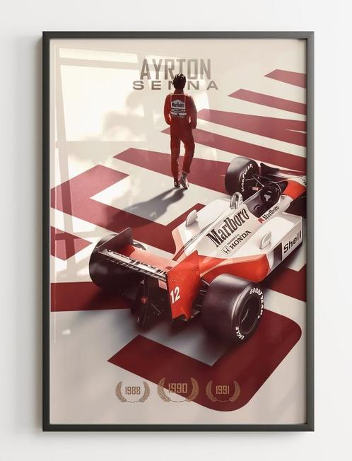 Uniek XXL Glasschilderij | F1 Ayrton Senna Poster - 6 sizes, Huis en Inrichting, Woonaccessoires | Schilderijen, Tekeningen en Foto's