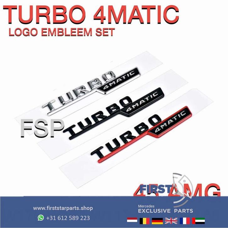 A45 CLA45 GLA45 AMG Turbo 4matic LOGO embleem SET W176 W177, Auto-onderdelen, Carrosserie en Plaatwerk, Gebruikt, Ophalen of Verzenden