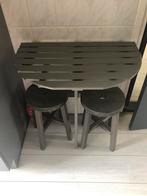 Kleine halve tafel met 2 krukken, Huis en Inrichting, Tafels | Bijzettafels, Ophalen of Verzenden, Rechthoekig, Hout, 60 cm of meer