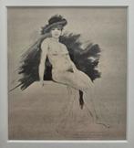 Felicien Rops. Naakt. Zittende dame. Heliogravure., Ophalen of Verzenden