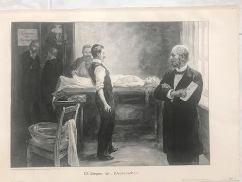 Willy Zirges: Ein Wiedersehen, or. gravure 1896, 32x23cm., Antiek en Kunst, Kunst | Etsen en Gravures, Ophalen of Verzenden