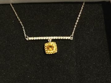 Delicate 925 zilver ketting met sprankelende kristallen beschikbaar voor biedingen