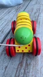 Houten trekdier Rupsje Nooitgenoeg maak klettereng geluid., Kinderen en Baby's, Speelgoed | Houten speelgoed, Ophalen of Verzenden