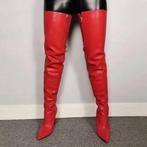 Rode leren overknee dames laarzen met rits, Verzenden, Nieuw, Rood, Hoge laarzen