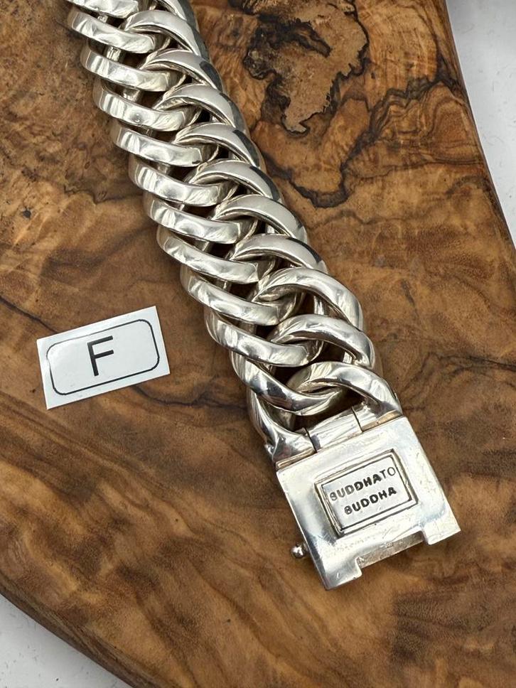 “CHAIN BIG (XL) buddha to buddha 23,5cm maat: F “GEPOLIJST”, Sieraden, Tassen en Uiterlijk, Armbanden, Zo goed als nieuw, Zilver