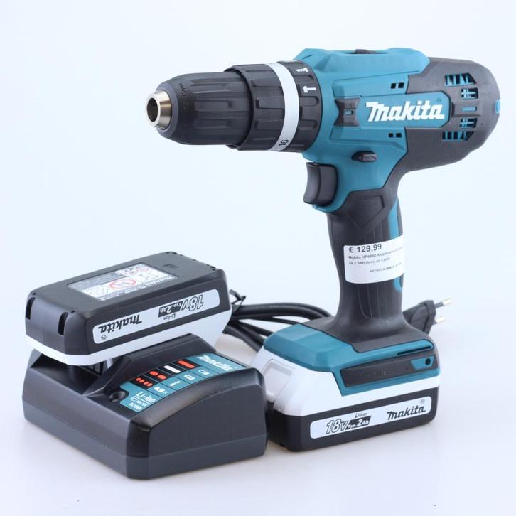 Makita HP488D Klopboor/schroefmachine 2x 2.0Ah Accu en Lader, Doe-het-zelf en Verbouw, Gereedschap | Boormachines, Zo goed als nieuw