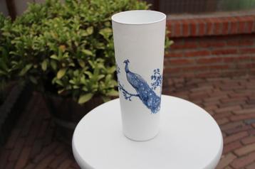 Handgemaakte Delfts blauwe pauwen vaas – 24 cm hoog beschikbaar voor biedingen