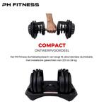 PH Fitness Verstelbare Dumbells Zwart Set 24KG - 2 STUKS, Sport en Fitness, Fitnessmaterialen, Dumbbell, PH Fitness, Nieuw, Ophalen of Verzenden
