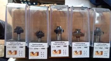 Set van 5 HW Kwartrondfrezen - Nieuwstaat! beschikbaar voor biedingen