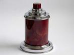 Art Deco chrome en donkerrood gevlamd catalin - bakeliet, Verzenden, Zo goed als nieuw
