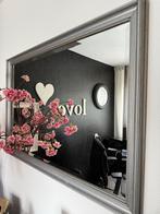 Mooie rechthoekige spiegel met zilveren lijst, Ophalen, 100 tot 150 cm, Zo goed als nieuw, 75 tot 100 cm