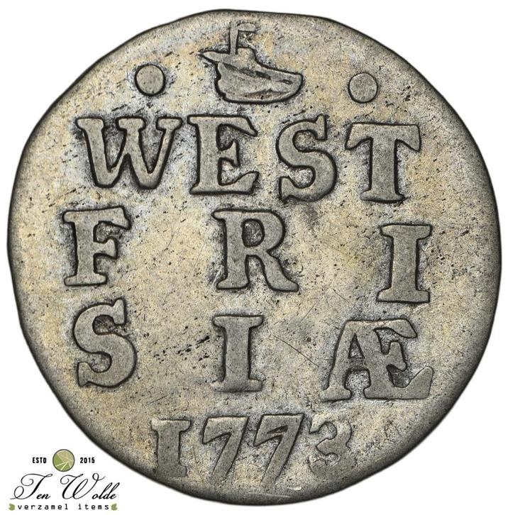 West-Friesland 2 stuiver 1772, Postzegels en Munten, Munten | Nederland, Losse munt, Overige waardes, Vóór koninkrijk, Zilver