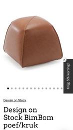 Design in Stock BimBom Leren Poef - Cognac, Minder dan 50 cm, Design, Vierkant, Ophalen of Verzenden