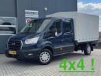 Ford Transit 350 2.0 TDCI L3H1 DC 4WD | Huif | Cruise | Stoe, Auto's, Keurmerk '100% Onderhouden', Stof, 4 cilinders, Blauw