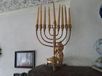 Oude Joodse kandelaar - 9 armen, Ophalen of Verzenden, Koper of Brons