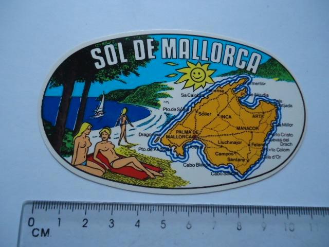 sticker oud Mallorca pinup strip art pop retro spanje, Verzamelen, Stickers, Zo goed als nieuw, Bedrijf of Vereniging, Verzenden