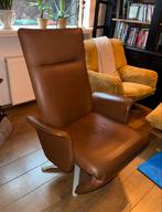 Cognac leren design relaxstoel met draaivoet, Ophalen, Zo goed als nieuw, Leer