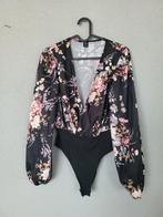 Shein flower bodysuit maat S, Verzenden, Zwart, Nieuw, Lange mouw