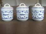 3 Jäger Blauw Saks kruidenpotjes met Duits opschrift, Overige typen, Ophalen of Verzenden, Zo goed als nieuw, Overige stijlen