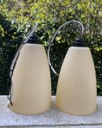 Set van 2 midcentury hanglampen, Ophalen of Verzenden, Zo goed als nieuw, Glas, Minder dan 50 cm