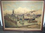 Antieke ingelijste schoolplaat Rotterdam-De Maashaven. 1915., Ophalen of Verzenden, Aardrijkskunde
