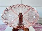 Vintage schaal roze glazen schaal retro ovale roze schaal, Gebruikt, Ophalen of Verzenden, Overige stijlen, Glas