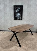 Deens ovaal eiken eettafel bruin 210x100 XY frame *nieuw, Huis en Inrichting, Tafels | Eettafels, Eikenhout, Vijf personen of meer