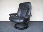 KEURIGE Stressless comfort relaxfauteuil zwart leder Large, Huis en Inrichting, Hout, Minder dan 75 cm, Zo goed als nieuw, 50 tot 75 cm