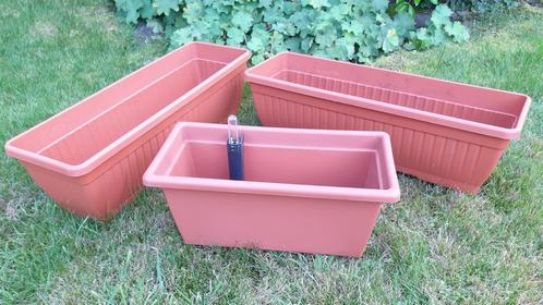 Set Elho Bloembakken Balkonbakken Kunststof Terracotta Kleur, Tuin en Terras, Bloembakken en Plantenbakken, Zo goed als nieuw