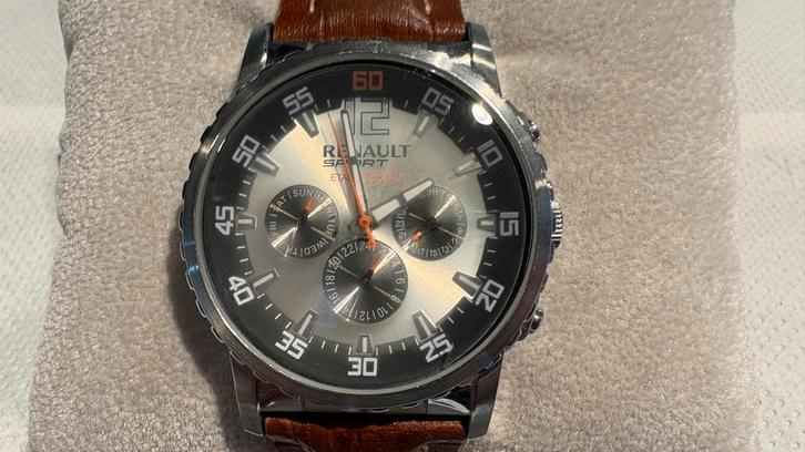 Renault Sport horloge, Sieraden, Tassen en Uiterlijk, Horloges | Heren, Gebruikt, Polshorloge, Overige merken, Staal, Leer, Ophalen of Verzenden